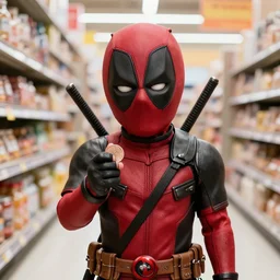 little deadpool found a penny at the supermarket