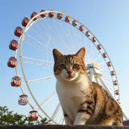 cat!! in a ferris wheel, photo, stock