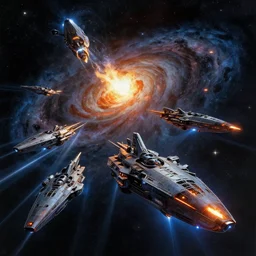 attack ships on fire off the shoulder of orion, and c - beams glittering in the dark near the tannhauser gate. hyper detailed, science - fiction concept art by rhads, greg manchess, craig mullins, bernie fuchs, walter everett