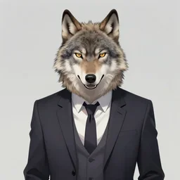 A drunk wolf in a suit and tie pretending to be a person, artstation, digital art