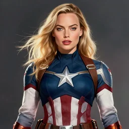 a beautiful rendering of Margot Robbie as captain America by nick Silva, trending on artstation, instagram