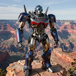 realistic physically based rendering of a giant mechanical robot steve buscemi at the grand canyon by jack kirby!!! and simon bisley, epic, awesome trendy color palette, cinematic, diorama