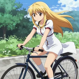 Saber Artoria on a bike from Fate Zero