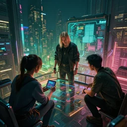 cyberpunk architect constructing an adventure, 4 k, dramatic lighting