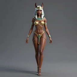 full length complex 3 d hyper realistic smooth ultra sharp render of a gorgeous light skinned african woman with white hair | bikini, chains | demoness, succubus, egyptian goddess, neko | medieval, fantasy, d & d, unholy | intricate, highly detailed, octane render, photorealistic | art by 吵 集 仁 儿 on artstation + oh jinwook + sakimichan