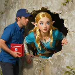 The mailman from zelda bursting through the wall like the koolaid man