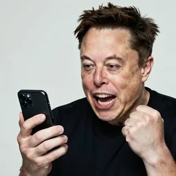 Elon Musk furiously making memes on his phone