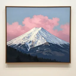artsy, moca, moma, snowy mountain with pink clouds painted by Eric Sloane & Ben Norris