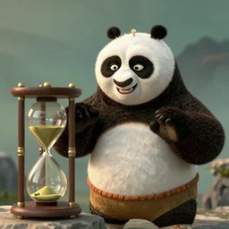 Kung Fu Panda staring at the hourglass