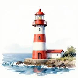 A lighthouse on the sea. Beautiful Ink Artwork. 5-color design. Polished Final Image. Calligraphy-style Flourishes. Vivid Detail. 8K Resolution. 4K HD Wallpaper. Premium Prints Available