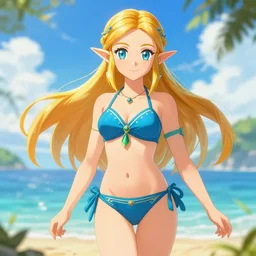 goth zelda in a bikini, pixiv fanbox, trending on artstation