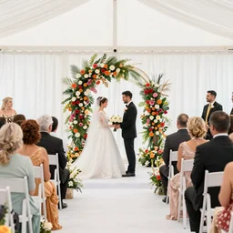 artistically colorful photo of a wedding ceremony in the style of a premium canva design