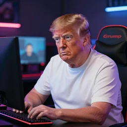 donald trump dressed as a pc gamer very kawaii