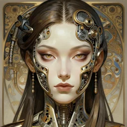 symmetry!! kitana, machine parts embedded into face, intricate, elegant, highly detailed, digital painting, artstation, concept art, smooth, sharp focus, illustration, art by artgerm and greg rutkowski and alphonse mucha, 8 k