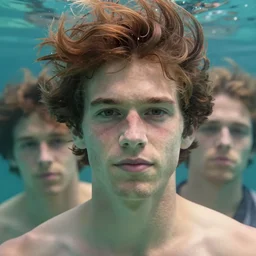 close up portrait, charming ian bohen underwater, alphonse mucha, rhads, ross tran, artstation, artgerm, octane render, 1 6 k