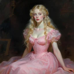 ghost woman in a pink dress by stephen gammell and thomas kinkade