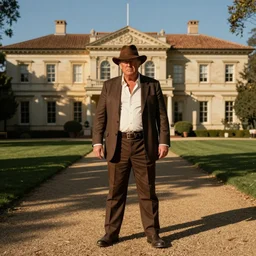 Donald Trump as fat Indiana Jones raiding Mar A Lago