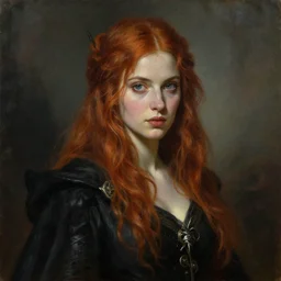 high quality high detail portrait of a young gorgeous female warlock, fantasy, d & d, painting by lucian freud and mark brooks, hd