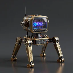 nixie tube robot with robot legs, ornate, hyper realism, reflections, intricate, realistic, digital art, detailed, studio shot, unreal engine 5, octane, high definition, artstation, concept art, behance