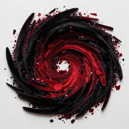 a black and red vortex made of velvet shards