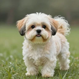 cute adorable shih-poo, realistic and ultra intricate detailed soft painting, beautiful grassy background, volumetric lighting, mist, Artstation, Tom Bagshaw Yasushi Nirasawa Moebius artstyle, unreal render, depth of field-H 768