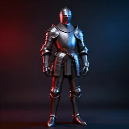 portrait of the fantasy knight in pierre raveneau style, valery klishevich, polish armor, red and blue contrast studio light, hdr, long shot, cinematic, epic, godrays, volumetric light, neon lit, ray - tracing, 4 k, fine details, unreal engine 5, dark background, digital art