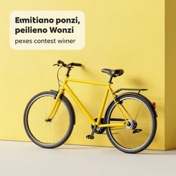 a yellow bike is parked against a yellow wall, a computer rendering by emiliano ponzi, pexels contest winner, cubo - futurism, vray tracing, physically based rendering, octane render