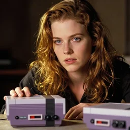 log lady from twin peaks with a nes video game console