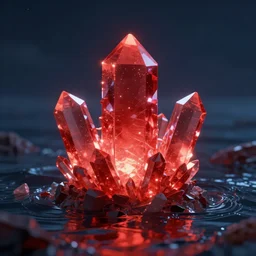 red crystals glowing in the sea at night, unreal engine 5, octane rendering, cinematic ray tracing, artstation award winner, top reddit post