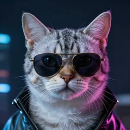 cyberpunk portrait cat with sunglasses