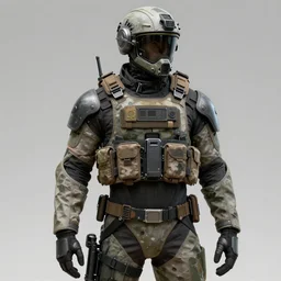 art of a futuristic soldier wearing a futuristic tactical gear by rembrandt.