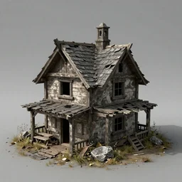 an abandoned medieval cabin 3d model, ultrafine detailed, trending on artstation