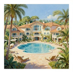The ultimate vacation destination, luxury, detailed painting by Raphael Lacoste