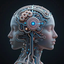 minds neuromorphic merging with machine to create this divine dream in the style of surealism