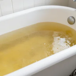 a bathtub filled with soup