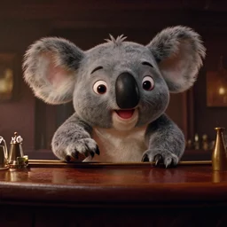 movie frame still from live action koala vampire attacking the bar 8 k ultra wide angle zenith view greg rutkowski kim dreamworks ilm oscar winning photography grain dramatic lighting