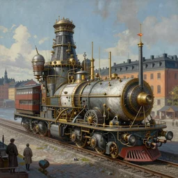 highly detailed painting of dieselpunk stockholm, by greg rutkowski, 4 k resolution