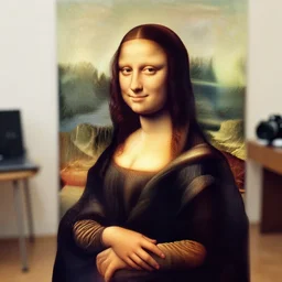 casual photograph of a woman sitting in a studio room pensively, model with the poise and appearance of the ( ( ( ( ( ( ( ( mona lisa ) ) ) ) ) ) ) ), taken in 2 0 1 9 with a digital camera, full color, head shot