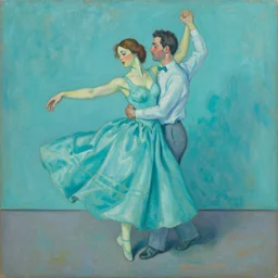 high quality high detail painting by lucian freud and jenny saville, hd, dancing, turquoise