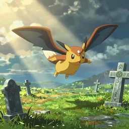 The pokemon Haunter flying through a graveyard from Legend of Zelda: Ocarina of Time