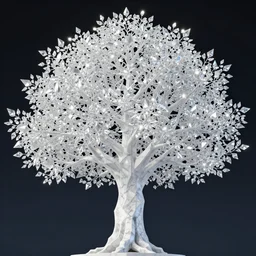 a beautiful artwork of a tree with low poly crystal diamond leaves, night sky, translucid, pretty lights, pristine marble trunk, elegant, highly detailed, artstation, concept art, matte, sharp focus, art by artstation, pixiv
