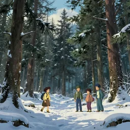 forest clearing landscape, winter, studio ghibli, pixar and disney animation, sharp, rendered in unreal engine 5, highly detailed, digital painting, artstation, concept art, smooth, sharp focus, illustration, wide angle, artbook, wallpaper, splash art, promo art, dramatic lighting, art by artgerm and greg rutkowski and bo chen and jin xiaodi
