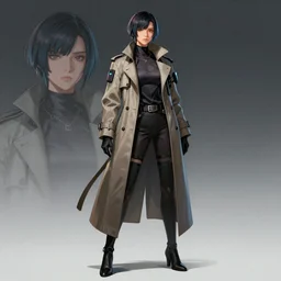 a cyberpunk detective woman in a trench coat, yuya nagai, Krenz Cushart, detailed, trending on artstation, character concept,