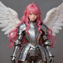 kawaii, hyperrealistic, ultradetailed, realism oil painting, full shot photograph of a lifelike anime girl that is dressed in steel plate armor, irl, vibrant wavy hair, angelic, highly rendered, blender, unreal engine, readability, extremely detailed, trending on artstation, sharp focus, 4 k, art by wlop