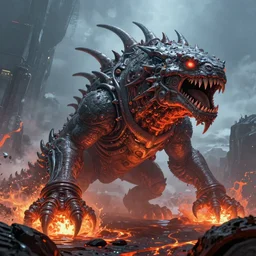 futuristic sci - fi, raging magma sea monster, extremely detailed, sharp focus, wide view, full body shot, smooth, digital illustration, by rutkowski, james jean, by rossdraws, frank franzzeta, mcbess, sakimichan, brosmin, danton fadeev, steve simpson