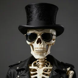 a cool skeleton wearing sunglasses and a top hat