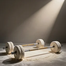 barbells made of flour bags and bamboo sticks