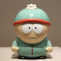 an exquisite china figurine of eric!! from south park!!, high definition close - up image, museum item