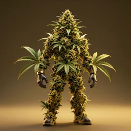 full body cannabis, hemp character, marijuana hero, weed, cinematic volumentric lighting, golden ratio, behance hd, hyper detailed, octane render, perfect symmetry, perfect composition
