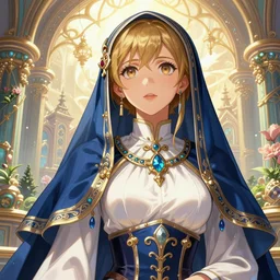 the portrait of neutral good colorful female cleric bard as absurdly beautiful, gorgeous, elegant, realistic gravure idol looking up, an ultrafine hyperdetailed illustration by kim jung gi, irakli nadar, intricate linework, super sharp focus, bright colors, octopath traveler, final fantasy, unreal engine 5 highly rendered, global illumination, radiant light, detailed and intricate environment